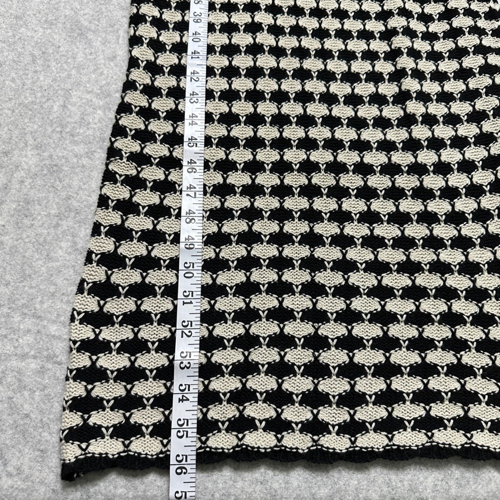 Miou Muse Crochet Knit Maxi Dress Ruffle Straps Retro Black Cream Honeycomb Boho - Picture 9 of 13